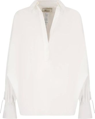 Blumarine Blouses, female, White, M, Popeline Shirt in Classic Style