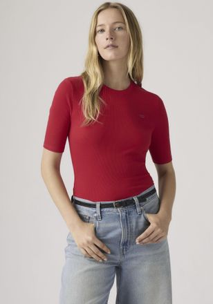Levi's T-Shirt LEVIS LUCA SLIM TEE, Damen, Gr. XS (34), urban rot rib knit, Jersey, Obermaterial: 96% Baumwolle, 4% Elasthan, unifarben, slim fit h&uuml;ftlang, R