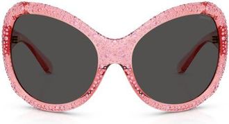 Swarovski 72mm Butterfly Sunglasses in Transparent Pink /Dark Grey at Nordstrom