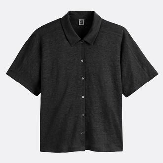 La Redoute Collections T-shirt in linnen met polokraag, korte mouwen