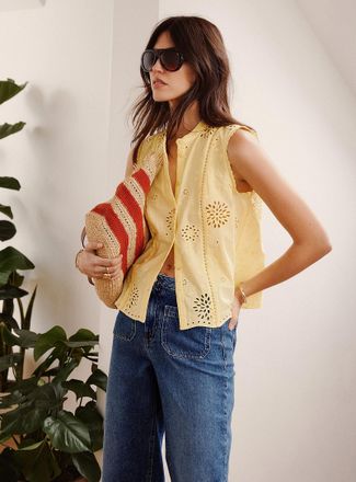 Contemporaine Womens Broderie anglaise sleeveless shirt