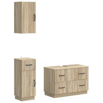 vidaXL Juego De Armarios De Ba&ntilde;o De 3 Piezas Hoorn Roble Sonoma Vidaxl