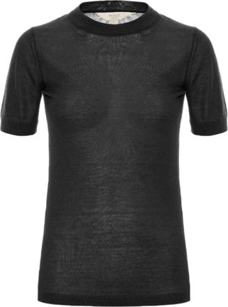 Malo Short-Sleeved Cashmere Top With Classic Round Neckline