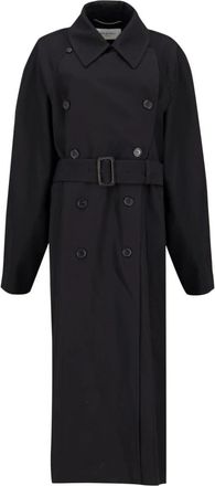 Saint Laurent Zwarte wollen trenchcoat - Dames - Mantel - Zwart - S - Wol - Jassen
