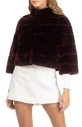 Gorski Genuine Shearling Cropped Bolero with Cropped Sleeves in Burgundy at Nordstrom, Size X-Large