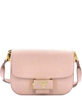 Prada Embleme Flap Bag Saffiano Leather Small shoulder bag - Beige