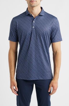 Johnnie-O Minty Cocktail Print Performance Jersey Polo in Navy at Nordstrom, Size Xx-Large