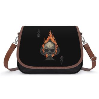 Generic Flaming AceSpades Skull Fashion Womens Crossbody Bags Novelty Handbag Shoulder Bag Purse