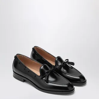 Valentino Garavani Bowshire Loafers In Black Glossy Calfskin
