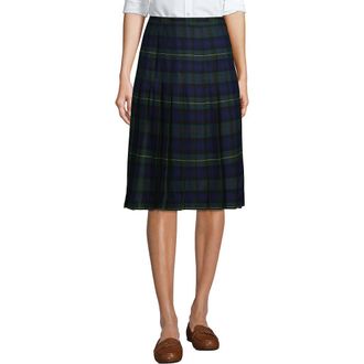 Lands End School Uniform Plaid Pleated Skirt Below the Knee in Hunter/classic Navy Plaid at Nordstrom, Size 16