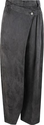 Pinko Pesce Cropped Asymmetrical Wrap Cupro-Blend Pants