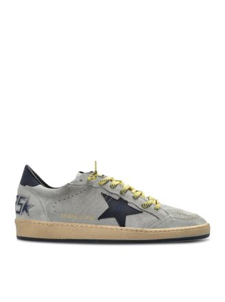 Golden Goose BALL-STAR IN GREY SUEDE WITH STAR AND BLUE PATCH - Golden Goose Deluxe Brand - Man