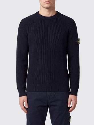 Stone Island Maglia girocollo slim fit in pura lana con patch logo Compass