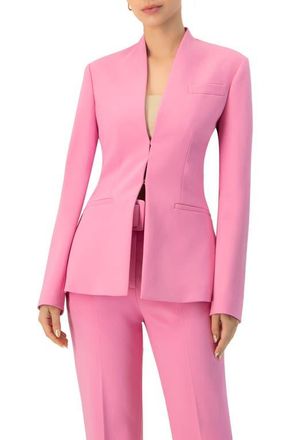 Ivonne Collarless Straight Blazer in Pink at Nordstrom, Size 14