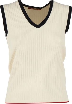 Max Mara V-neck Knitwear, female, White, Size: XS Maglia Canottiera Top Umile