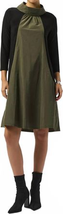 Joseph Ribkoff Color Block 3/4 Sleeves Dress In Black/avocado
