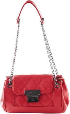 Chanel Pre-owned Mini Accordion Flap Bag - Dames - Vintage Schoudertas - Rood - ONE Size - Leer - Vintage