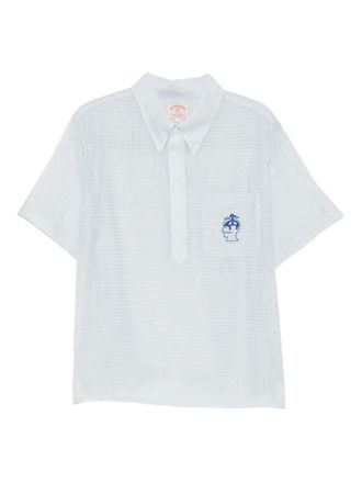 Brain Dead x Brooks Brothers California embroidered textured polo shirt - Blauw