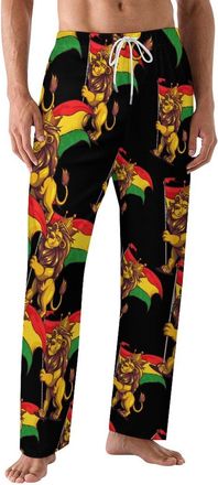 Generic Rasta-Lion Of Judah Retro Mens Pyjama Bottoms Print Pajama Pants Lounge Pants Pj Bottoms Sleep Pants Sleepwear Trousers L