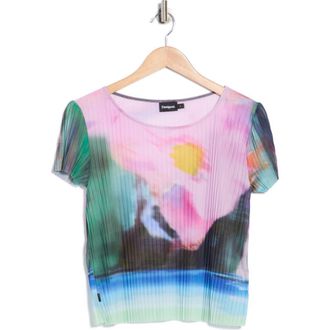 Desigual Printed Ribbed T-Shirt in Pink at Nordstrom Rack, Size X-Large