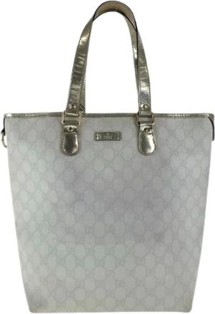 Gucci Pre-owned Tote Bags, female, Gray, Size: ONE SIZE Pre-owned Canvas Tote Bag