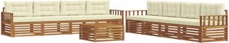 vidaXL Conjunto De Sof&aacute;s De Exterior 9 Uds. Natural Y Crema Vidaxl