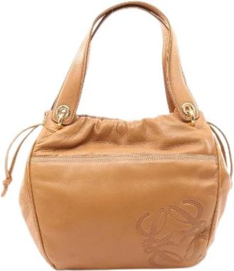 Loewe Pre-owned Anagram Leren Handtas - Dames - Vintage Handtas - Beige - ONE Size - Leer - Vintage