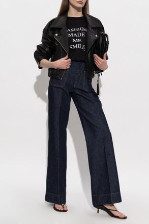 Victoria Beckham Flared Leg Jeans, Womens, Navy Blue