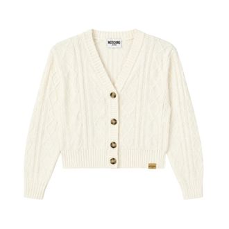 Moschino Cardigans, female, Beige, Size: M Cardigan in maglia intrecciata