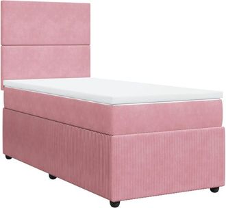 vidaXL Cama Box Spring Con Colch&oacute;n Terciopelo Rosa 80x200 Cm Vidaxl