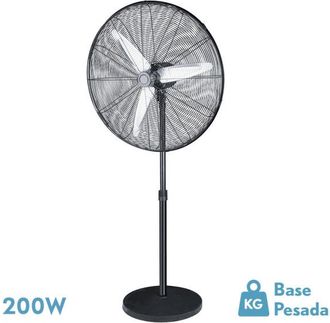 Fabrilamp Ventilador De Pie 200w Negro 3 Velocidades 80cm 3 Aspas Aluminio Plata Orientable Y Oscilante Alarc&oacute;n