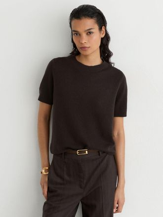 Reiss Grape Burgundy Cashmere Crew-neck T-shirt, XL