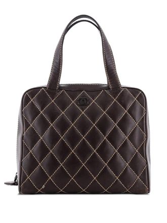 Chanel Surpique Zip Around Quilted Leather Medium satchel - women - Calf Leather - One Size - Brown