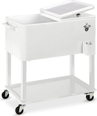 Best Choice Products 80qt Steel Rolling Cooler Cart w/ Bottle Opener, Catch Tray, Drain Plug, Locking Wheels