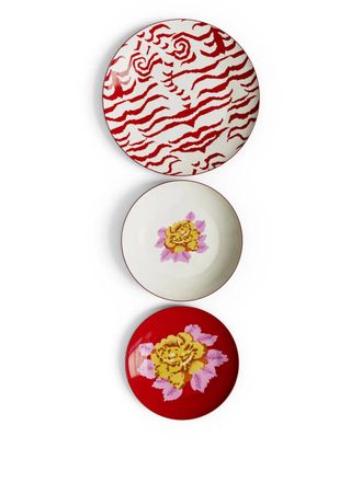 Lisa Corti Indian Tiger table plates (set of three) - Red