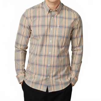 Ben Sherman Long Sleeve Multicolour Check Shirt In Fog