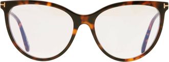 Tom Ford Blue Light Block with Brown Clip On Cat Eye Ladies Eyeglasses FT5994-B 052 56
