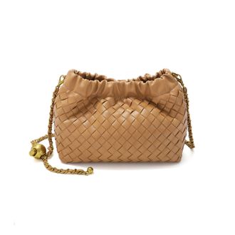 Adornia Tan Woven Gold Chain Adjustable Shoulder Bag