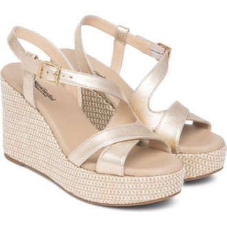 Nero Giardini Slingback Platform Wedge Sandal in Gold at Nordstrom, Size 6Us