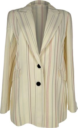 Roland Mouret Striped Cady Blazer in White Viscose