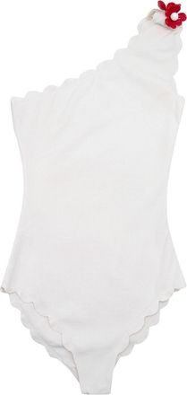 Marysia Swim Cream Santa Barbara Flower-Embellished Swimsuit Size XS