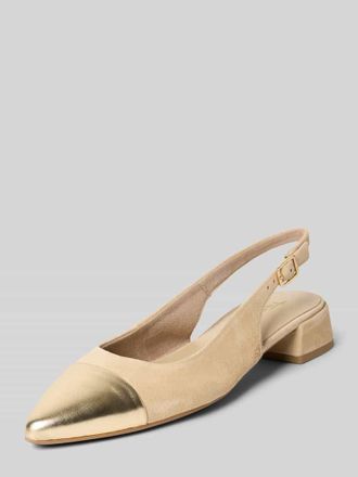 Tamaris Tamaris Ballerinas aus Leder mit Blockabsatz in Sand, Gr&ouml;&szlig;e 37