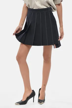 Thom Browne Wool Pleated Mini Skirt with Exposed Seams Thom Browne