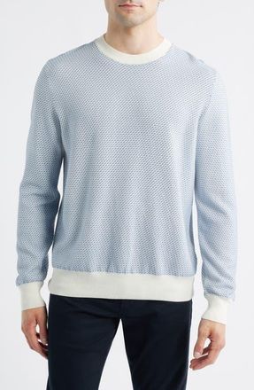 BOSS Umino Silk & Cotton Blend Sweater in Open White at Nordstrom, Size X-Large