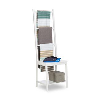 Relaxdays Relaxdays - Toallero, Ropero, Toallero De Pie, Bamb&uacute;, Aprox. 133 X 40 X 42 Cm, Blanco