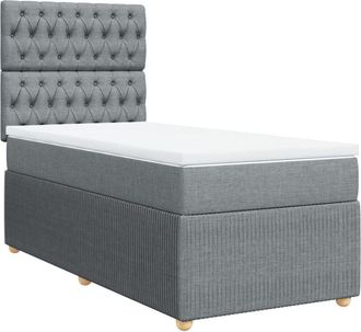 vidaXL Cama Box Spring Con Colch&oacute;n Tela Gris Claro 90x200 Cm Vidaxl