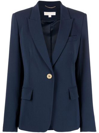 Michael Michael Kors tailored double cr&ecirc;pe blazer - women - Polyester/Triacetate - 6 - Blue