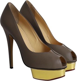 Charlotte Olympia Womens Leather Peep-Toe Platform Pump (Authentic Pre-Loved)