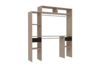 Concept Usine Vestuario de madera extensible, 2 armarios, 4 estantes, 2 cajones