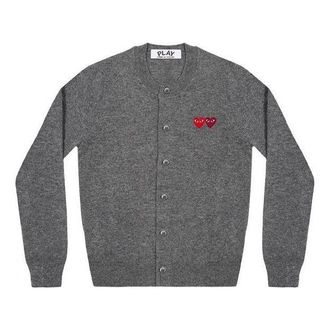 Comme Des Gar&ccedil;ons (WMNS) COMME des GARCONS PLAY Cardigan With Double Emblems Grey AZ-N057-051-3